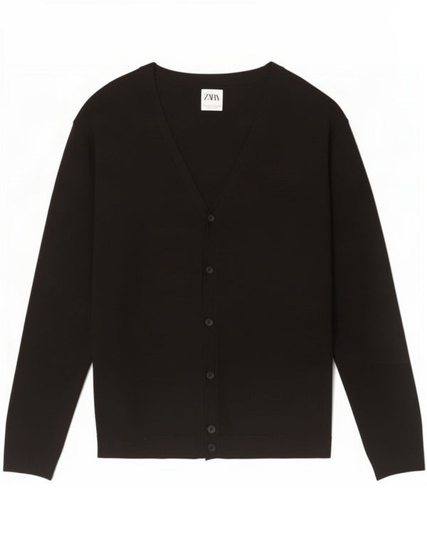 Zara Womens Cardigan Sweater UK 14 Large Black Viscose