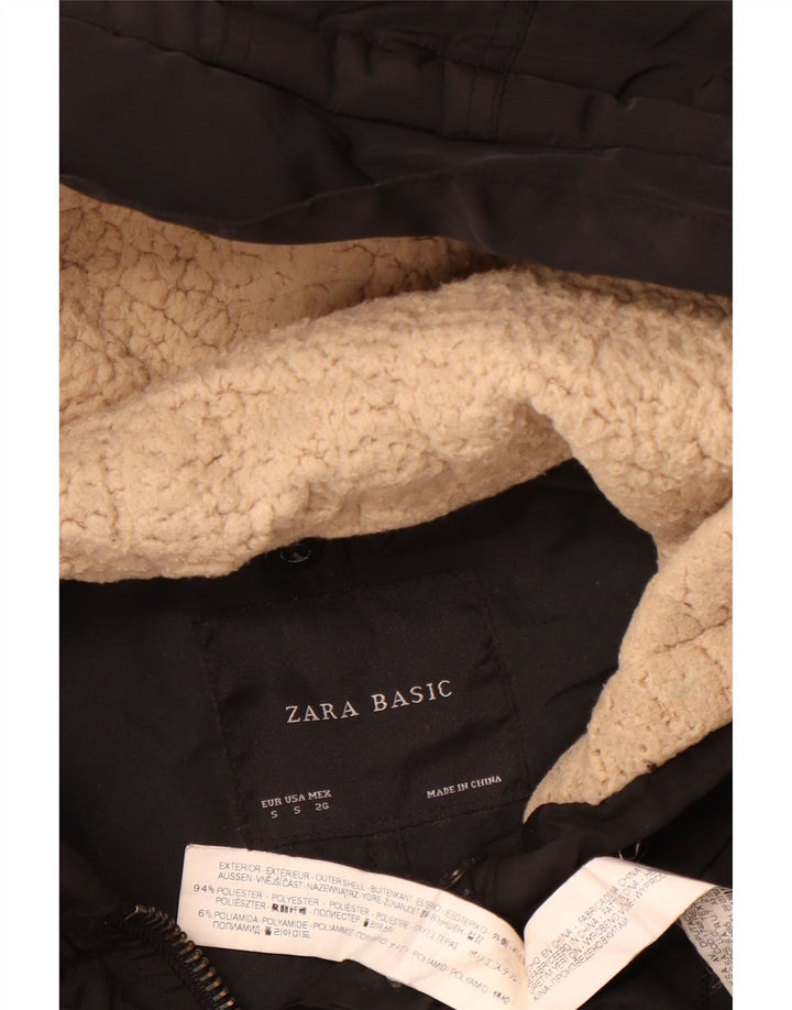 Giacca Parka con cappuccio da donna Zara UK 10 piccola poliestere nero