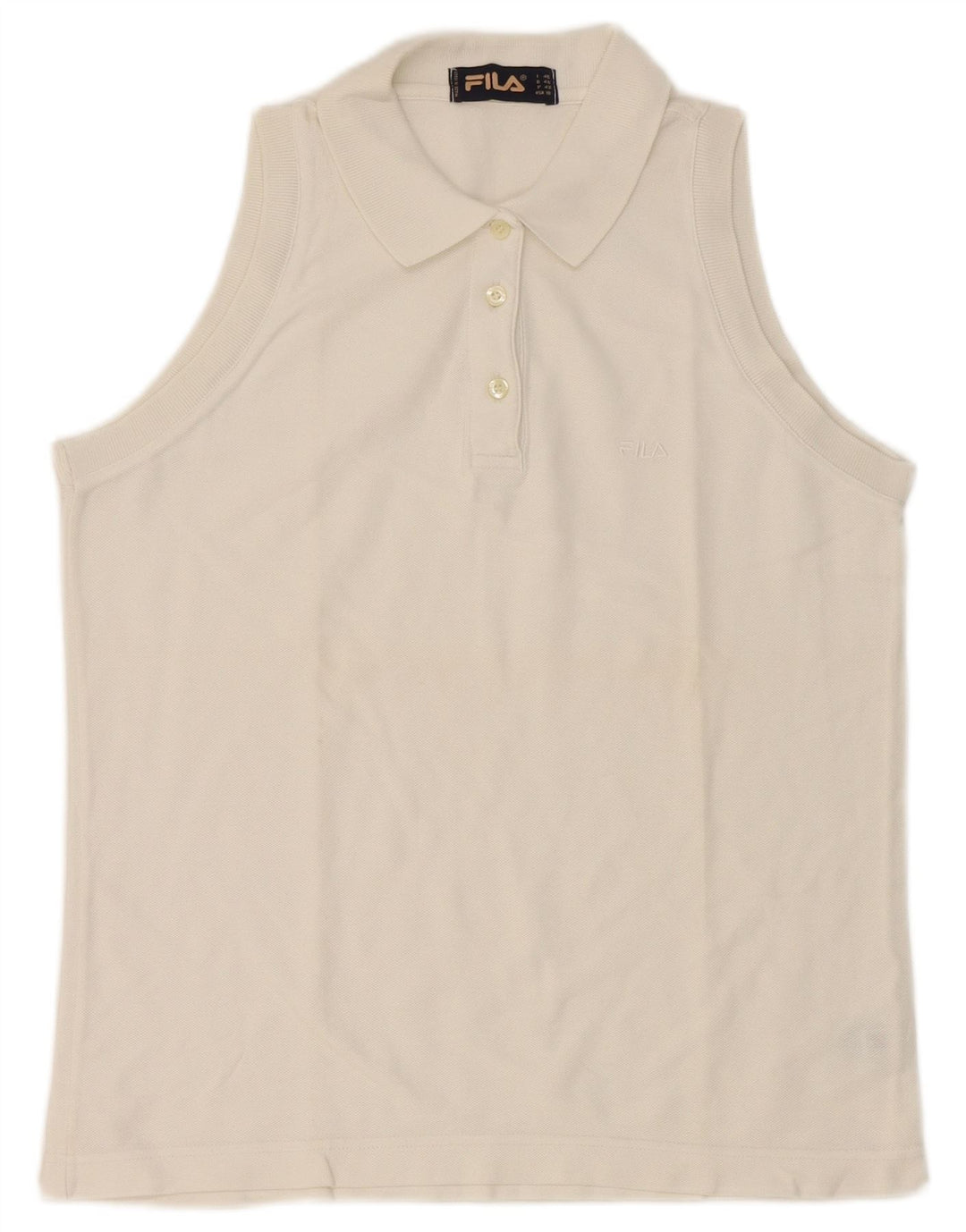 Polo senza maniche da donna Fila US 10 Large in cotone bianco