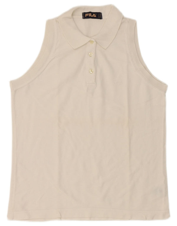 Polo senza maniche da donna Fila US 10 Large in cotone bianco