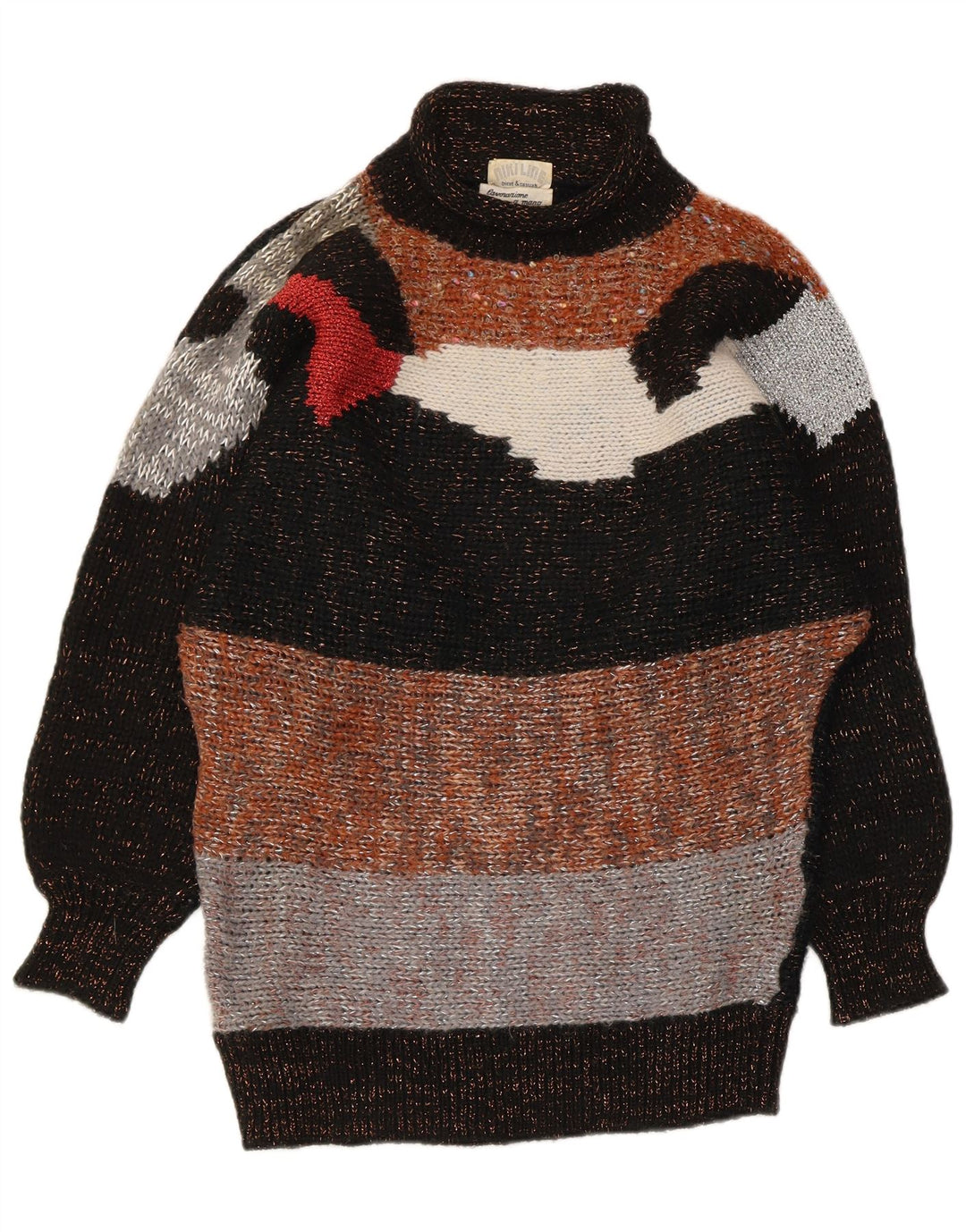 Maglione maglione a collo alto da donna Niki Line UK 16 grande multicolore