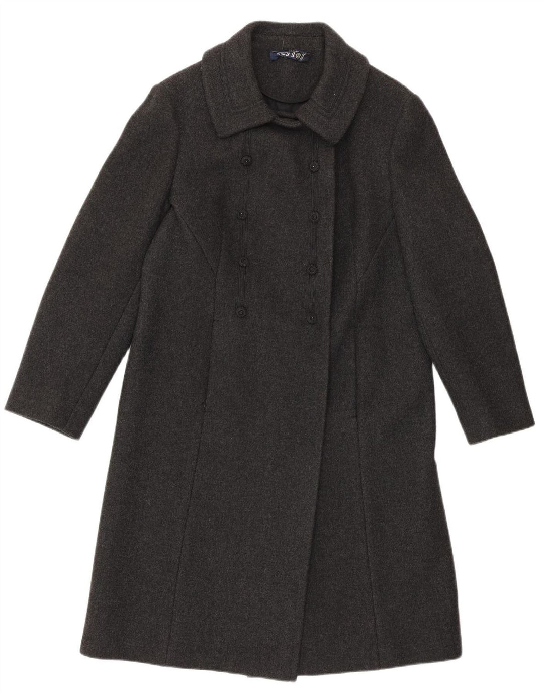 Cappotto doppiopetto vintage da donna IT 46 Large in lana d'agnello grigia