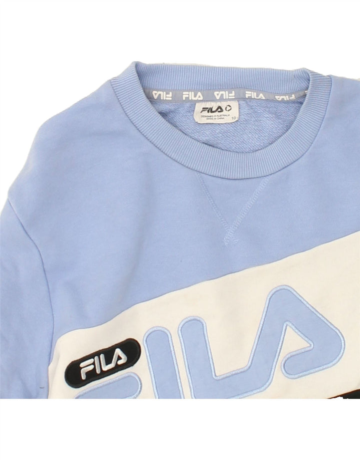 FILA Womens Graphic Sweatshirt Jumper UK 10 Small Multicoloured Vintage Fila and Second-Hand Fila from Messina Hembry 