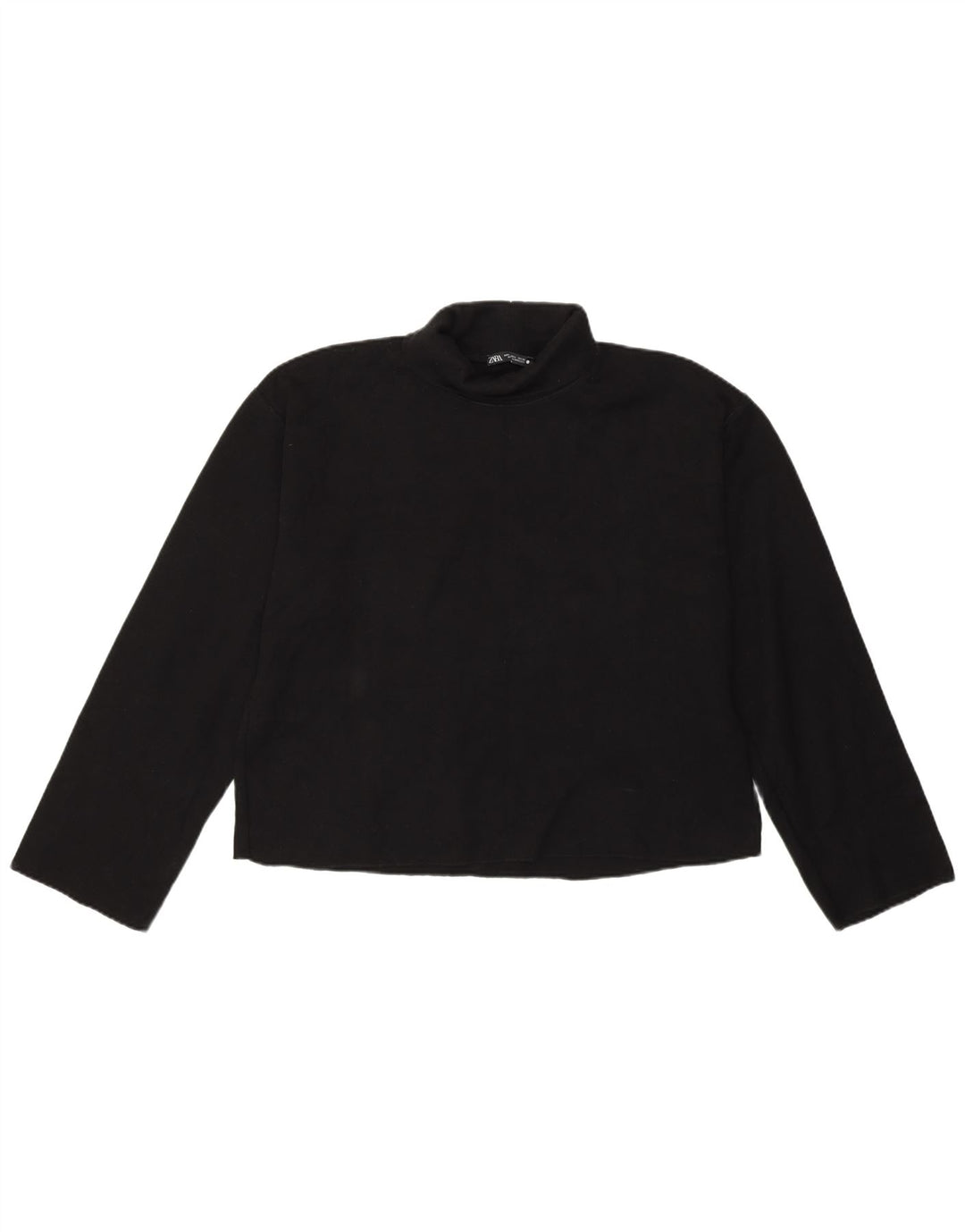 ZARA Womens Roll Neck Jumper Sweater UK 16 Large Black Cotton