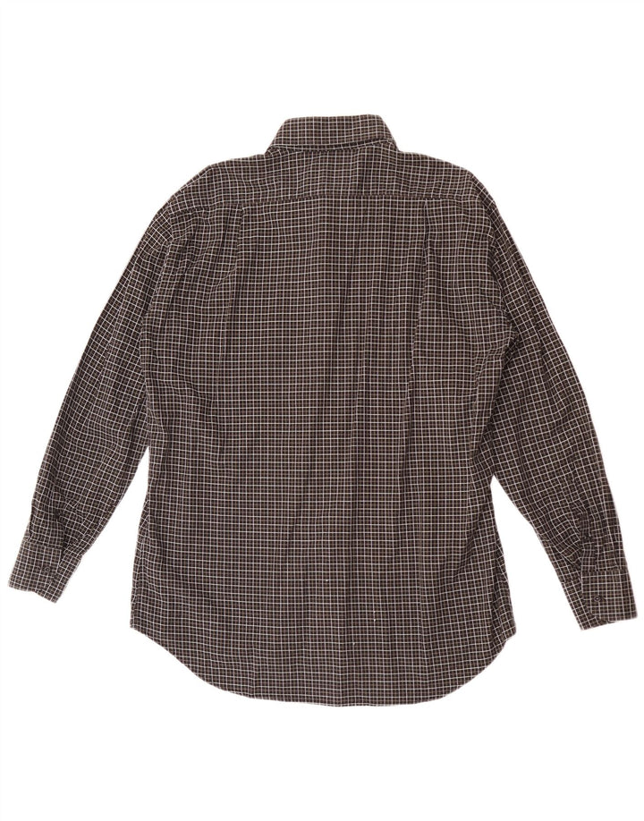 Camicia da uomo Roccobarocco Taglia 44 17 1/2 XL Nero a quadri Cotone