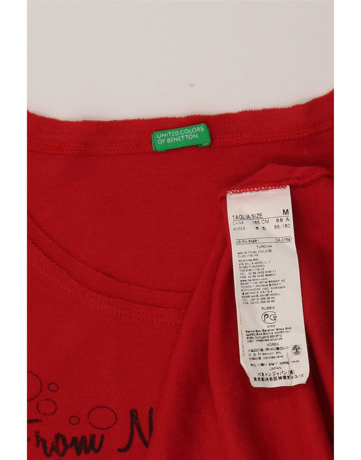 T-shirt grafica da donna Benetton Top UK 14 rosso medio in cotone
