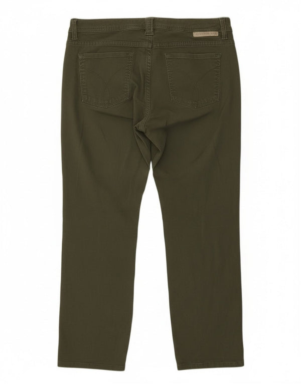Pantaloni cropped slim da donna Calvin Klein US 10 Large W30 L25 cotone kaki
