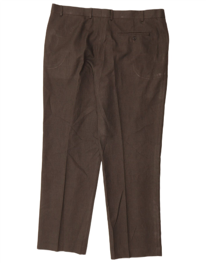 Pantaloni da abito con pegging da uomo Marks & Spencer W40 L31 Poliestere a righe marroni