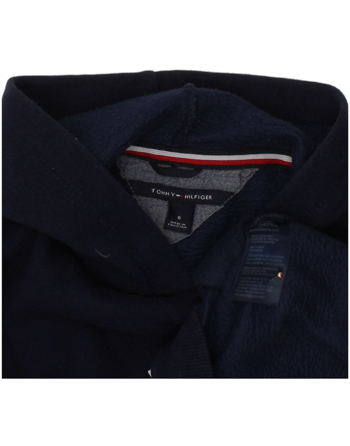 TOMMY HILFIGER Maglione con cappuccio grafico per ragazzi 5-6 anni in cotone blu navy