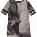 Desigual Abito a trapezio con grafica hawaiana da donna EU 38 Grigio medio geometrico