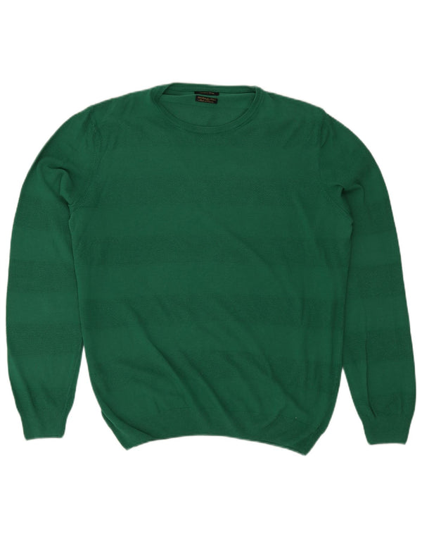 Maglione maglione girocollo da uomo Massimo Dutti XL cotone a righe verdi