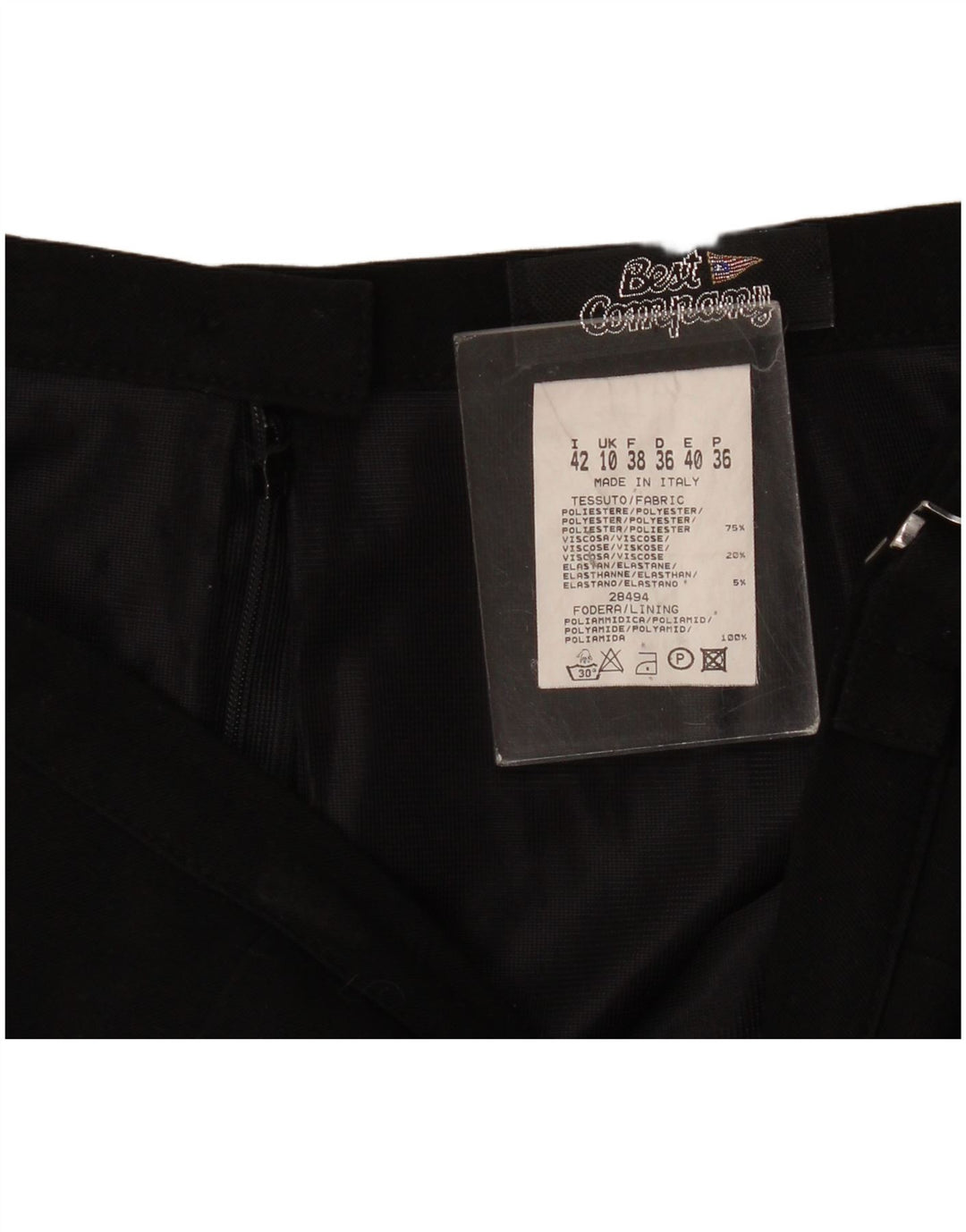 Minigonna da donna Best Company UK 10 piccola W30 poliestere nero