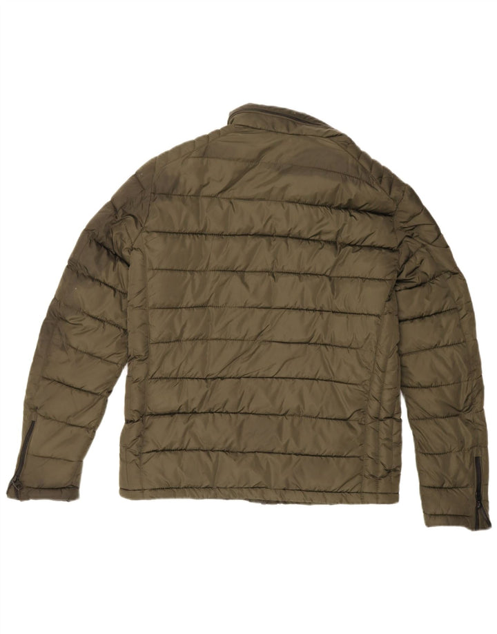 Giacca imbottita con cappuccio da uomo Zara UK 40 grande poliestere kaki