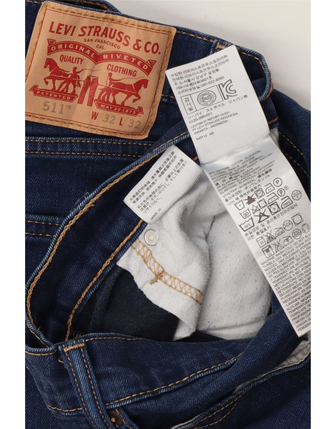 Levi's Uomo 511 Slim Jeans W32 L32 Cotone Blu