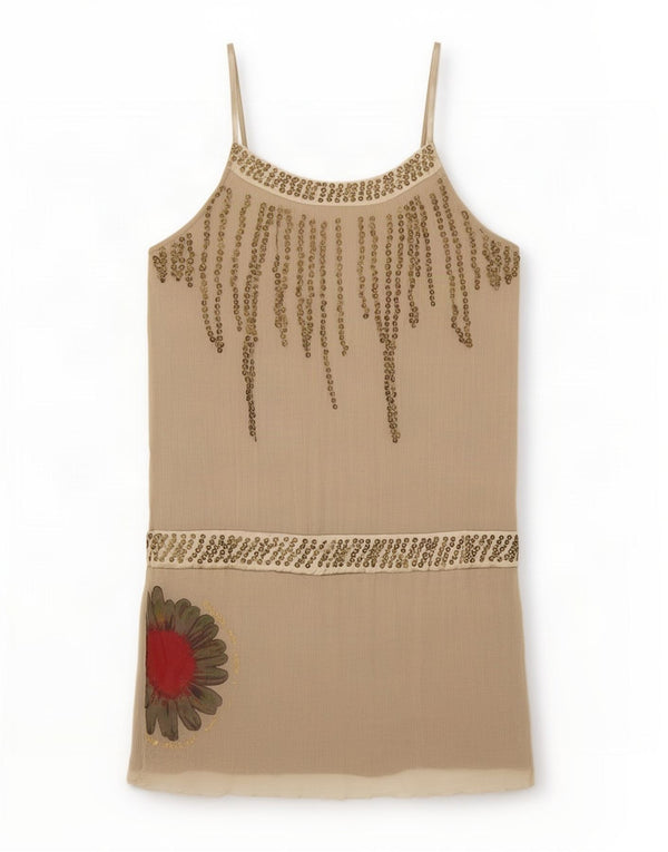 Desigual Womens Cami Top UK 16 Large Beige Floral Viscosa