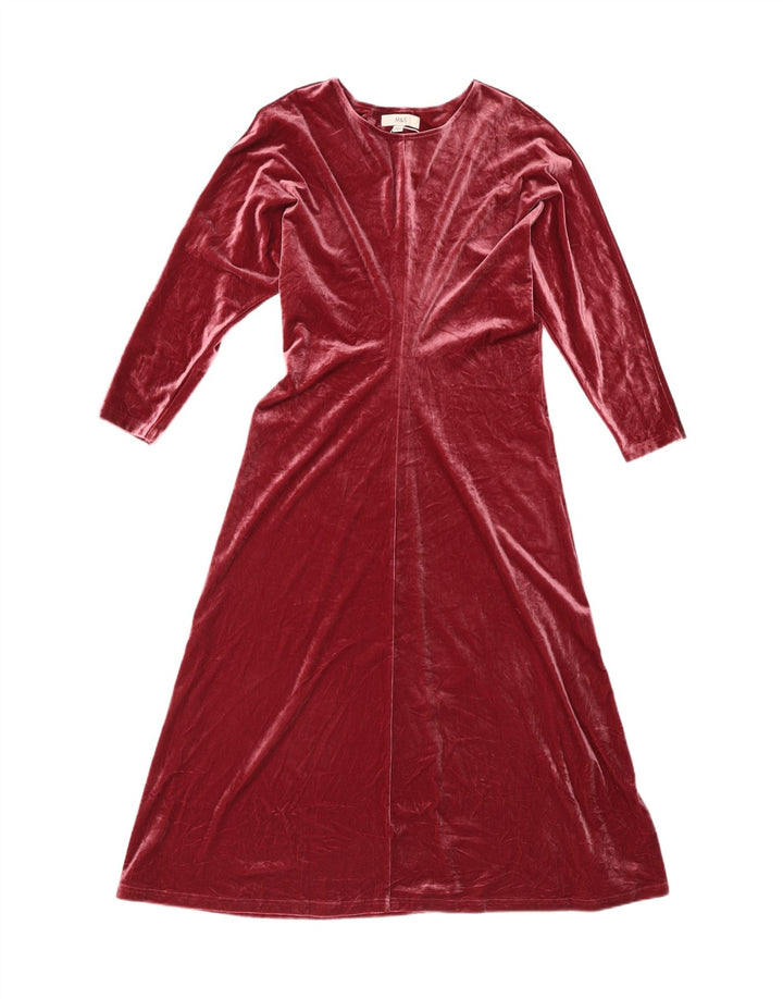 Abito lungo da donna Marks & Spencer con maniche a 3/4 UK 14 Bordeaux medio
