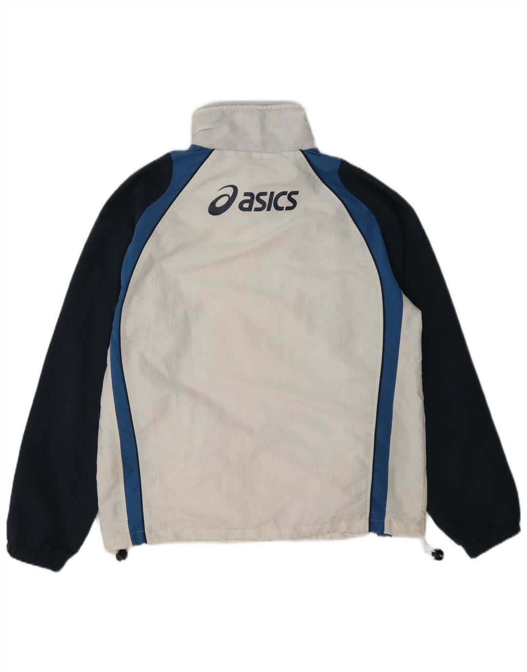 Giacca da ginnastica grafica da uomo Asics, giacca in poliestere color block bianco medio