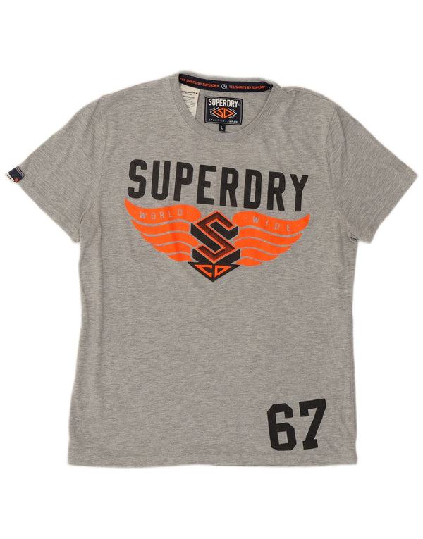 T-shirt grafica da uomo Superdry Top grande in cotone grigio