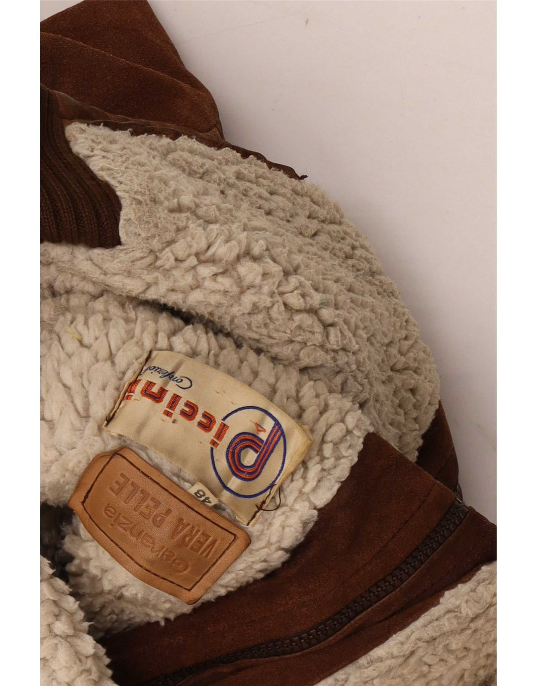Piccini Giacca bomber da uomo in pelle scamosciata IT 48 Retro in pelle marrone medio