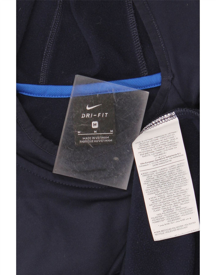 NIKE Felpa con cappuccio Dri Fit da uomo, media, in poliestere color block blu navy
