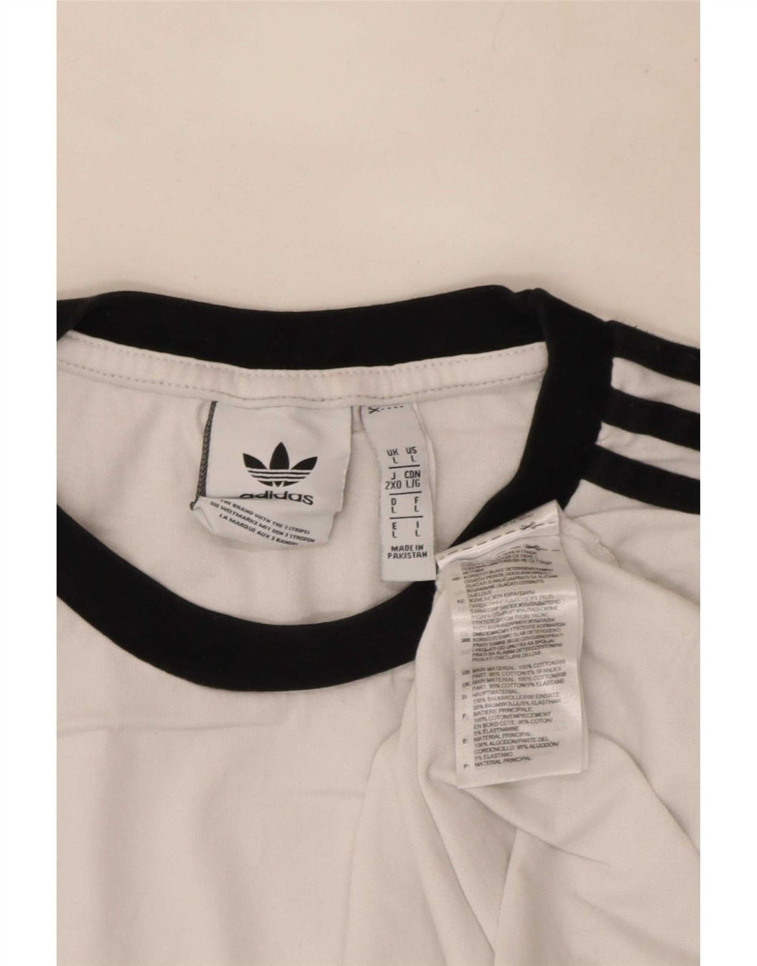 Top Adidas da uomo a manica lunga grande in cotone bianco
