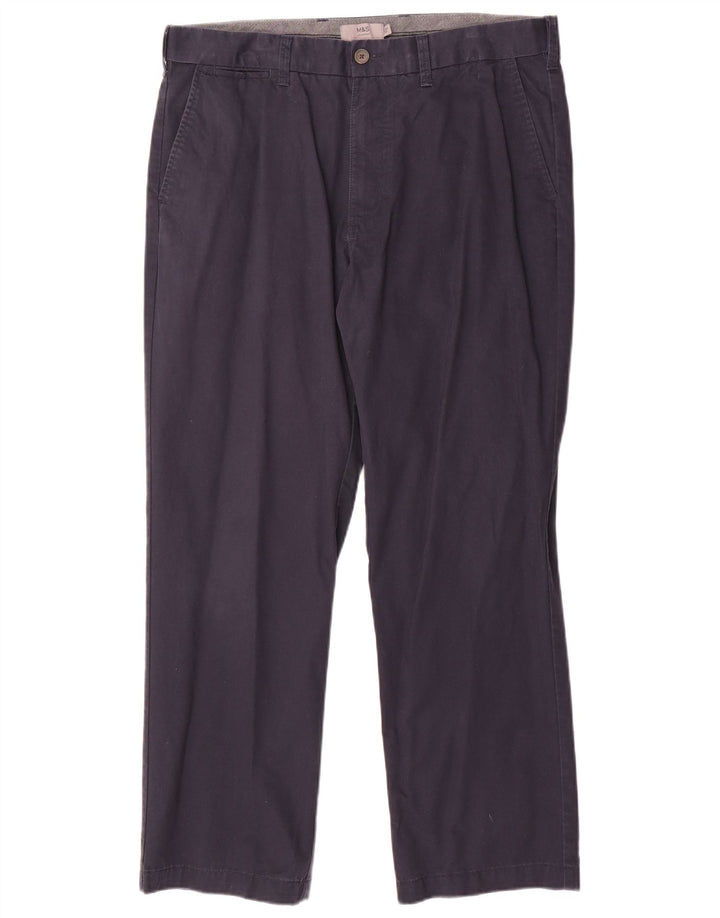 Pantaloni chino regolari da uomo Marks & Spencer W36 L29 cotone blu navy