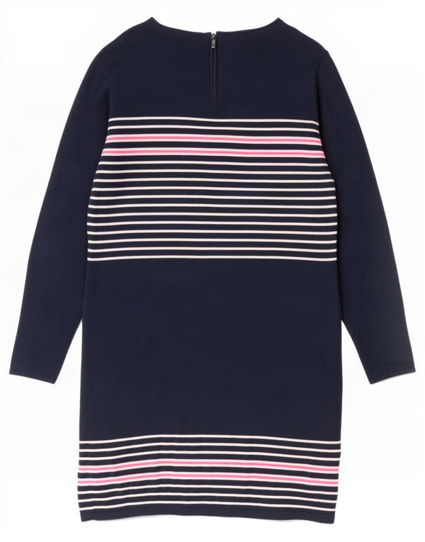 Crew Clothing Womens Long Sleeve Jumper Dress UK 16 Large Navy Blue Striped