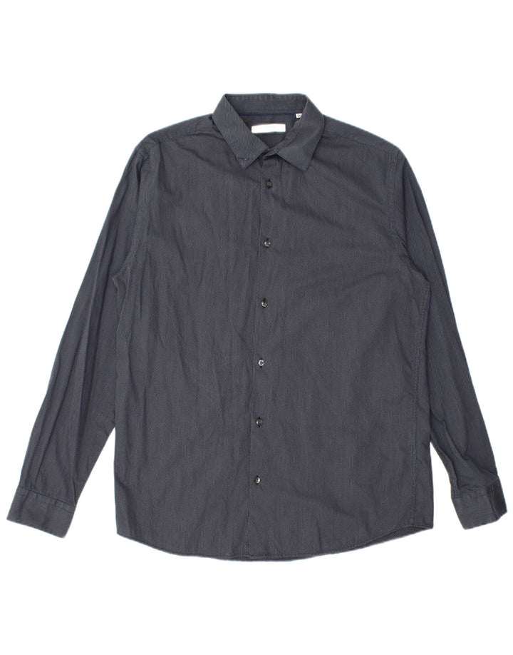 Camicia da uomo Jack & Jones taglia 42 grande cotone gessato grigio