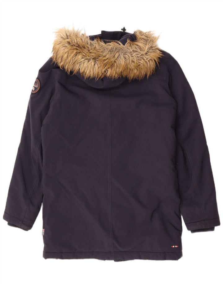 Giacca Parka da uomo con cappuccio Napapijri UK 36 Small Blu Navy Poliammide