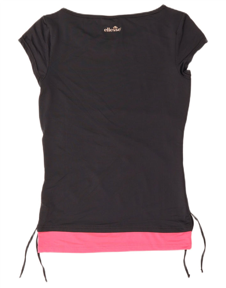 T-shirt grafica da donna Ellesse Top UK 12 Medium Blu Navy Colourblock