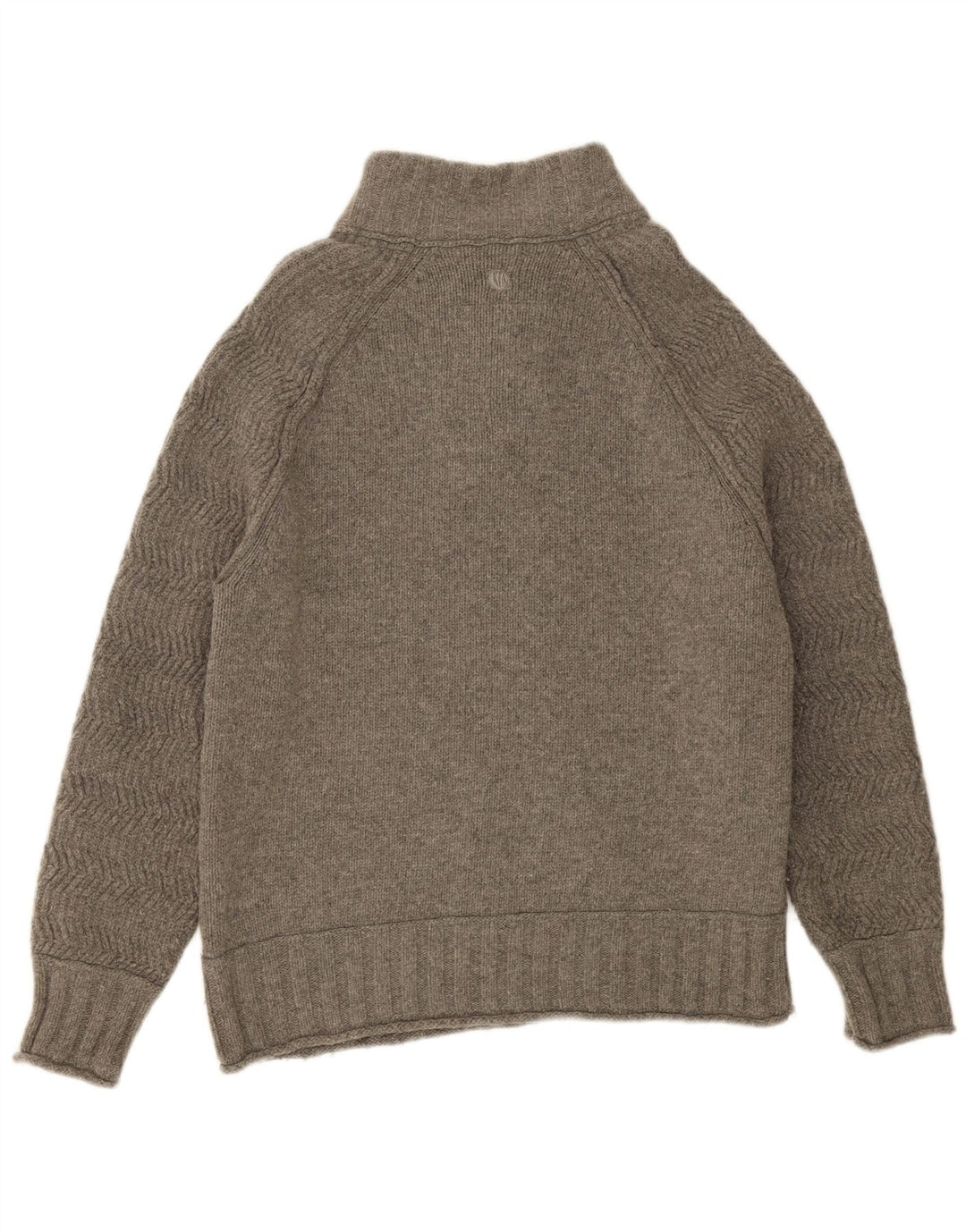 FAT FACE Maglione da uomo con collo a bottoni 2XL Lana a spina di pesce grigia