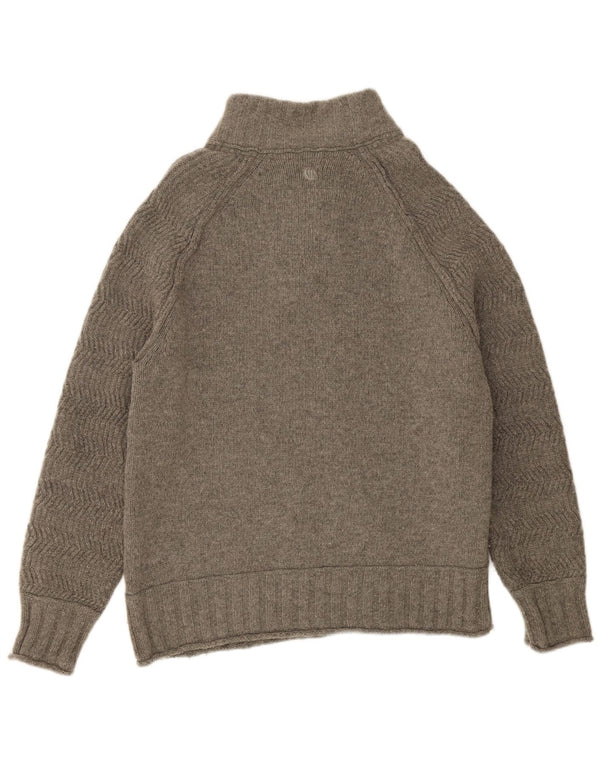 FAT FACE Maglione da uomo con collo a bottoni 2XL Lana a spina di pesce grigia