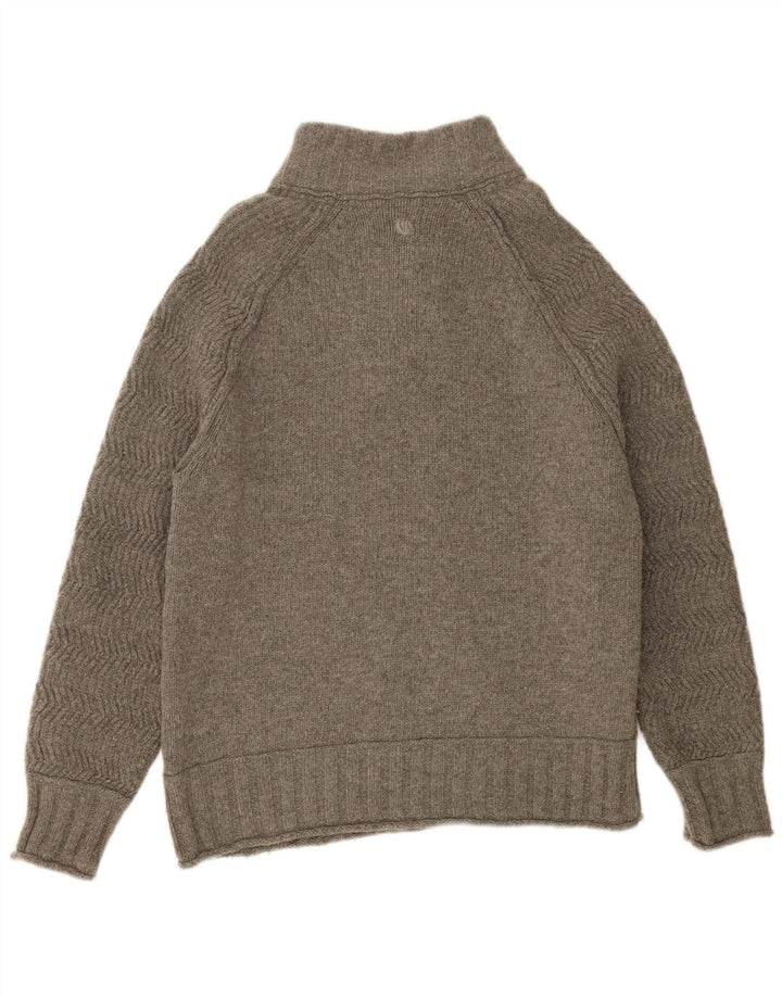 FAT FACE Maglione da uomo con collo a bottoni 2XL Lana a spina di pesce grigia