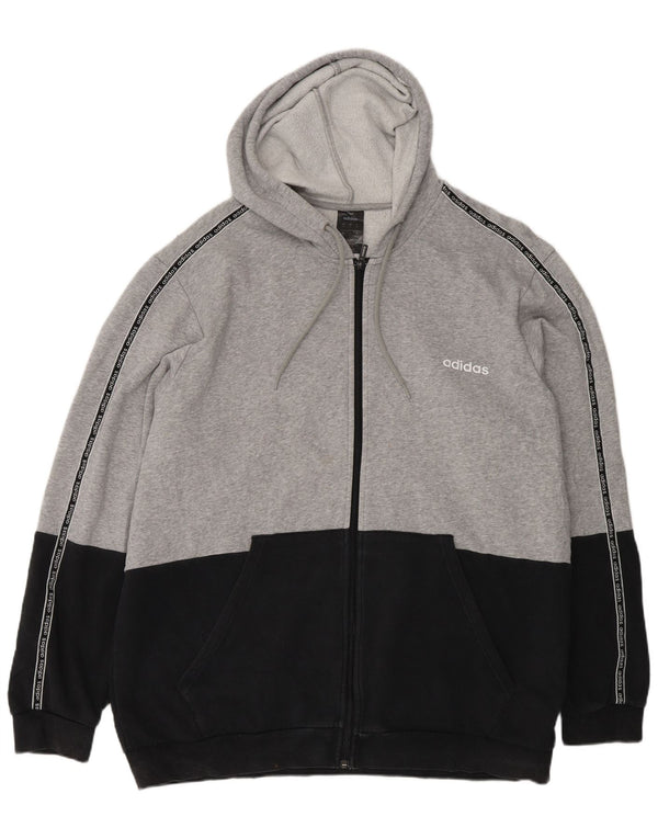 Maglione con cappuccio e zip da uomo Adidas 2XL in cotone color block grigio