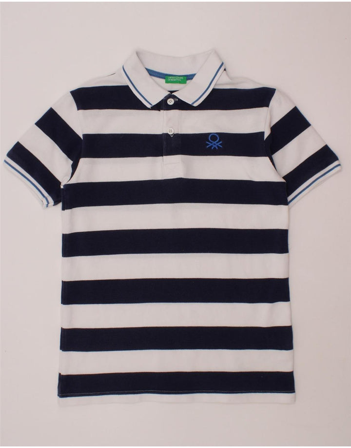 Polo BENETTON Bambino 10-11 Anni XL Cotone Rigato Blu Navy
