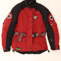 SCHUH Womens Motorcycle Biker Jacket EU 38 Medium Red Colourblock Vintage Schuh and Second-Hand Schuh from Messina Hembry 