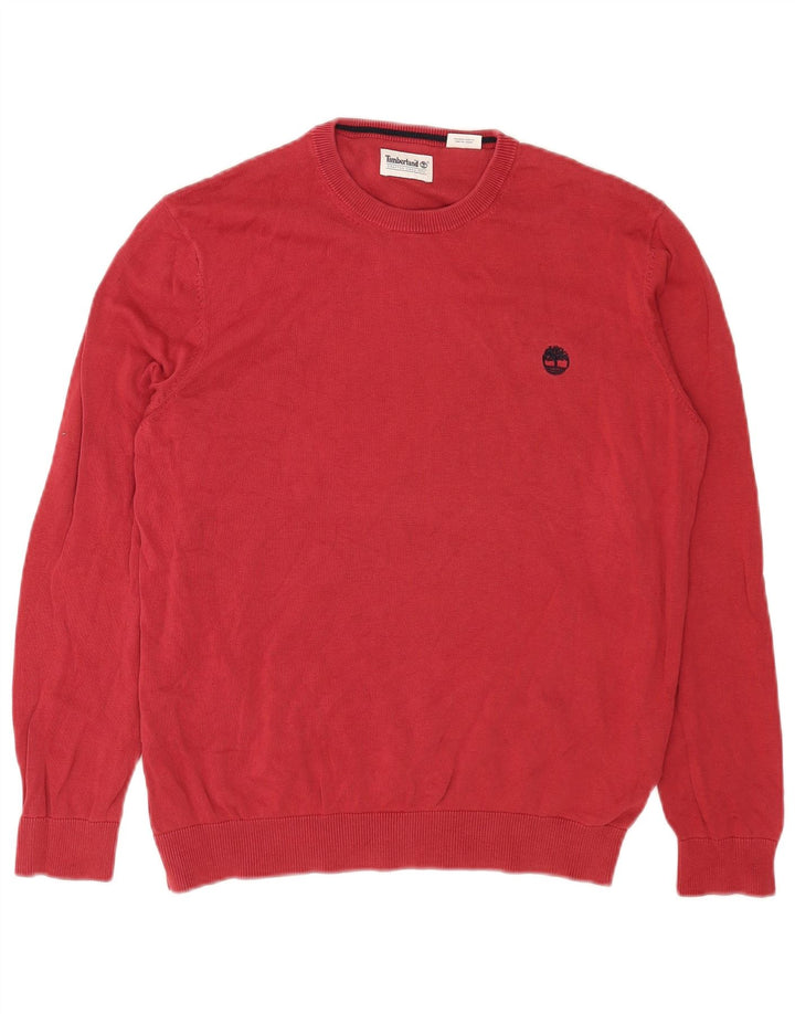 Maglione maglione girocollo da uomo Timberland grande cotone rosso