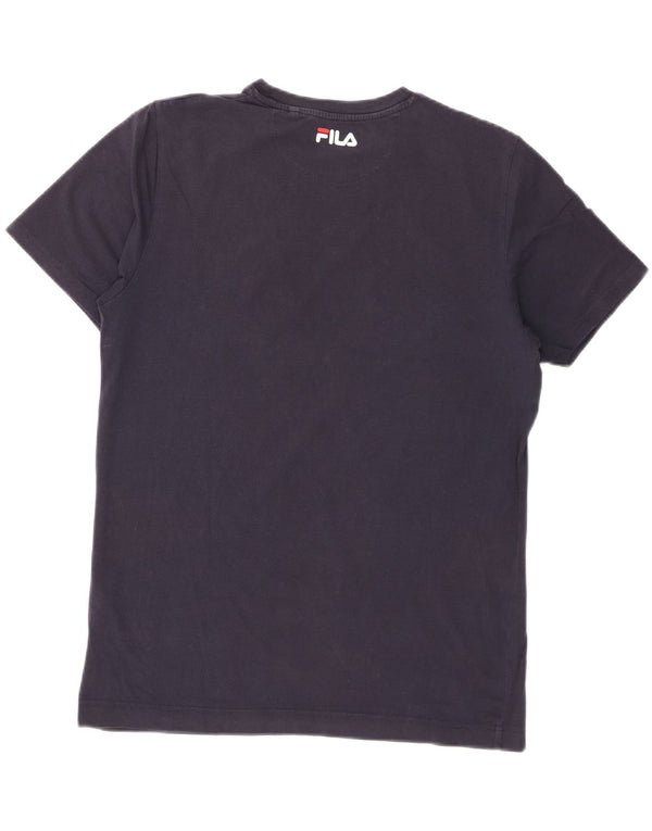 T-shirt grafica da uomo Fila Top Large in cotone blu navy