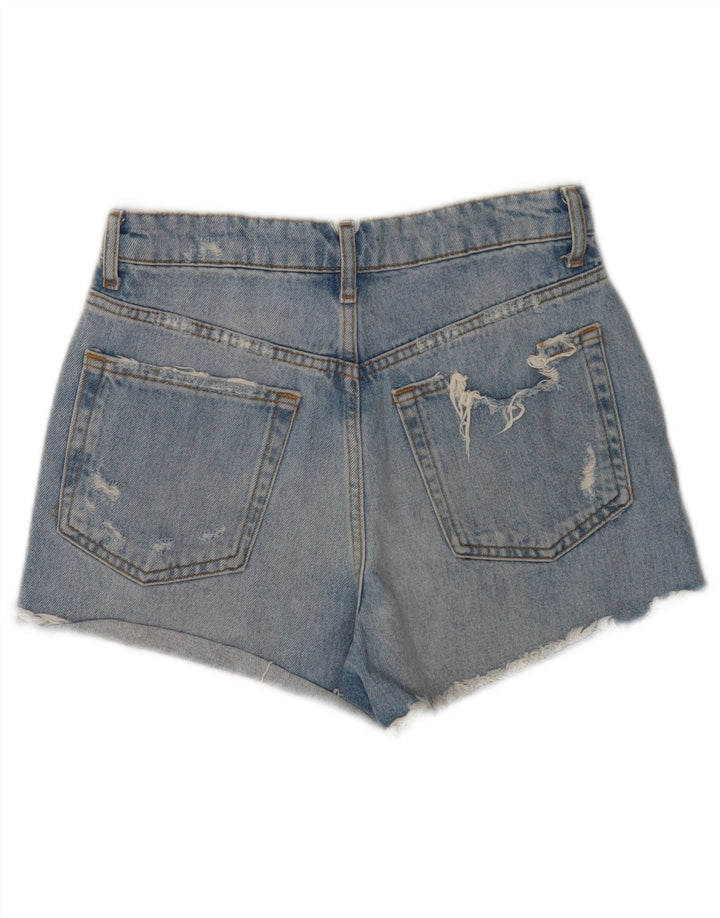 Pantaloncini in denim invecchiato Zara da donna EU 36 XS W26 Blu