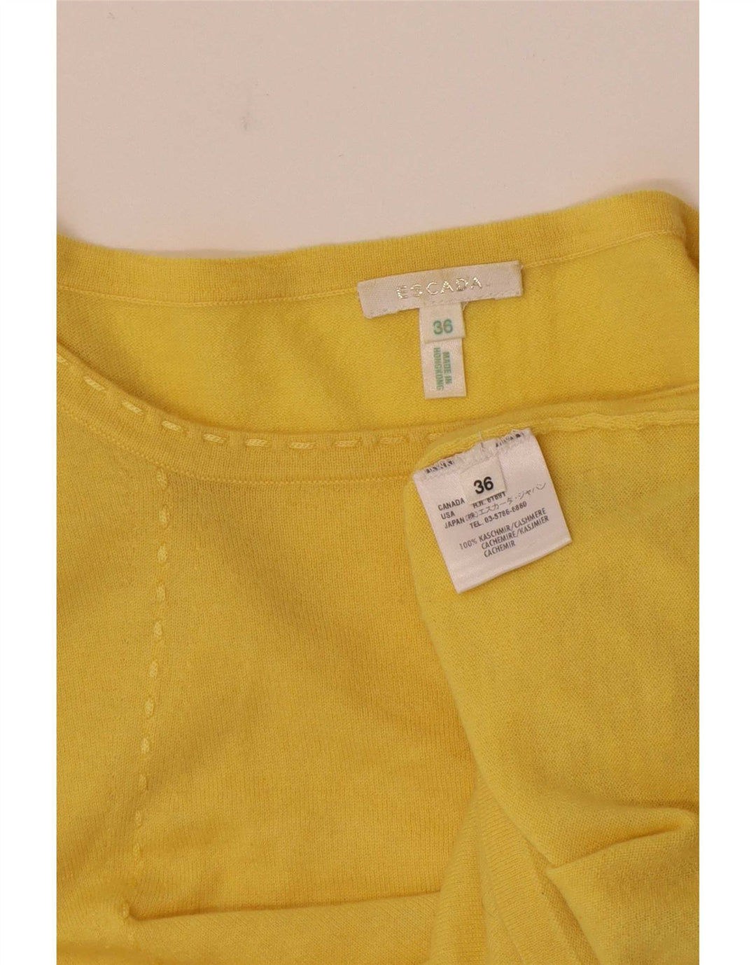 T-shirt da donna Escada Top EU 36 Small Yellow Cashmere
