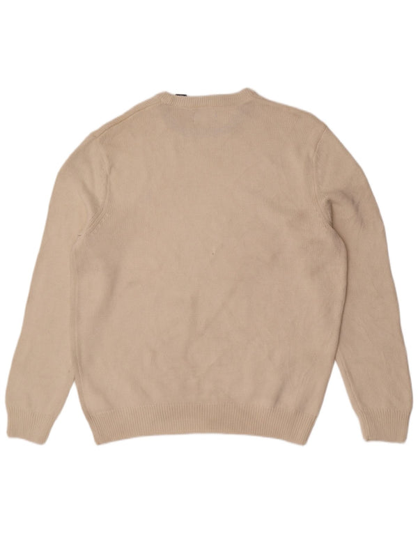 Chaps Uomo Maglione Girocollo Maglione Grande Cotone Bianco Sporco