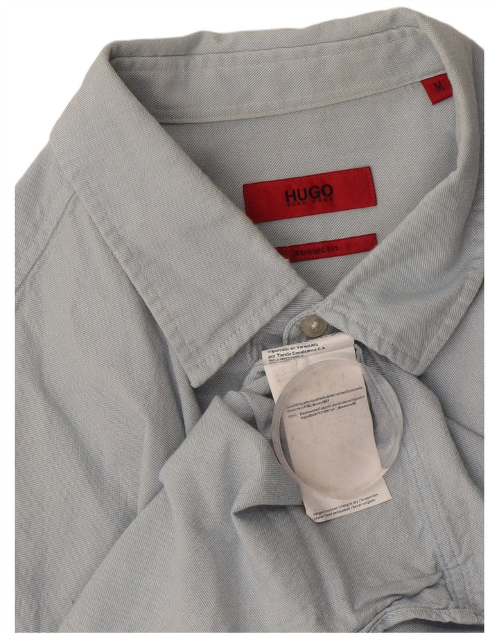 Camicia dritta da uomo Hugo Boss in cotone blu medio