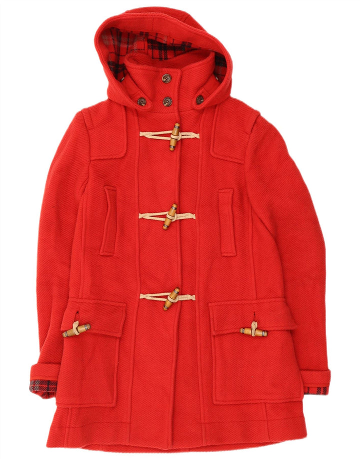 Montgomery con cappuccio da donna Topshop UK 8 piccolo in lana rossa