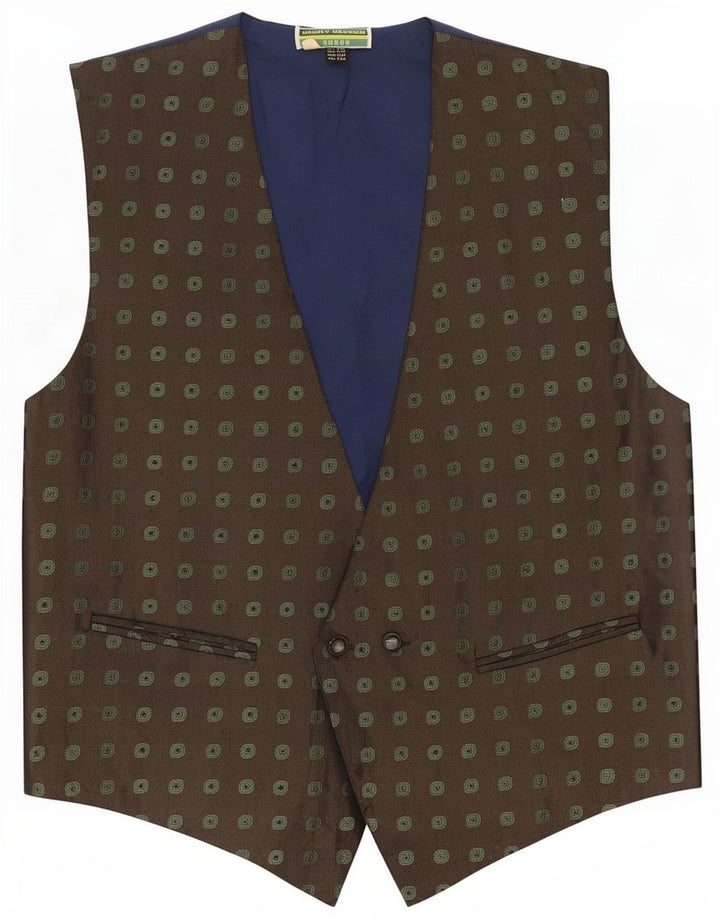 Gilet vintage da uomo IT 50 medio kaki geometrico