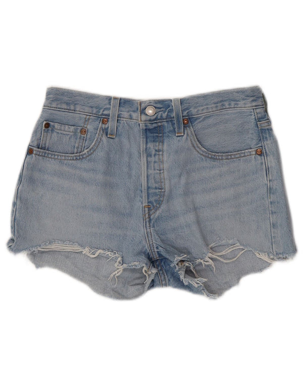 LEVI'S Pantaloncini di jeans a vita alta 501 da donna W27 piccoli in cotone blu