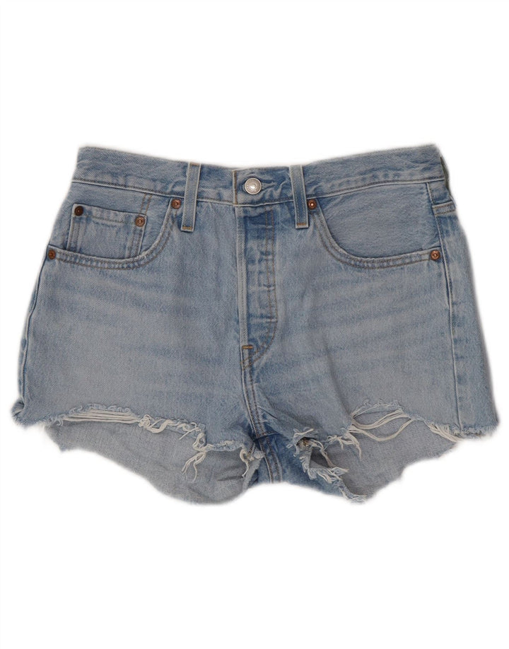 LEVI'S Pantaloncini di jeans a vita alta 501 da donna W27 piccoli in cotone blu