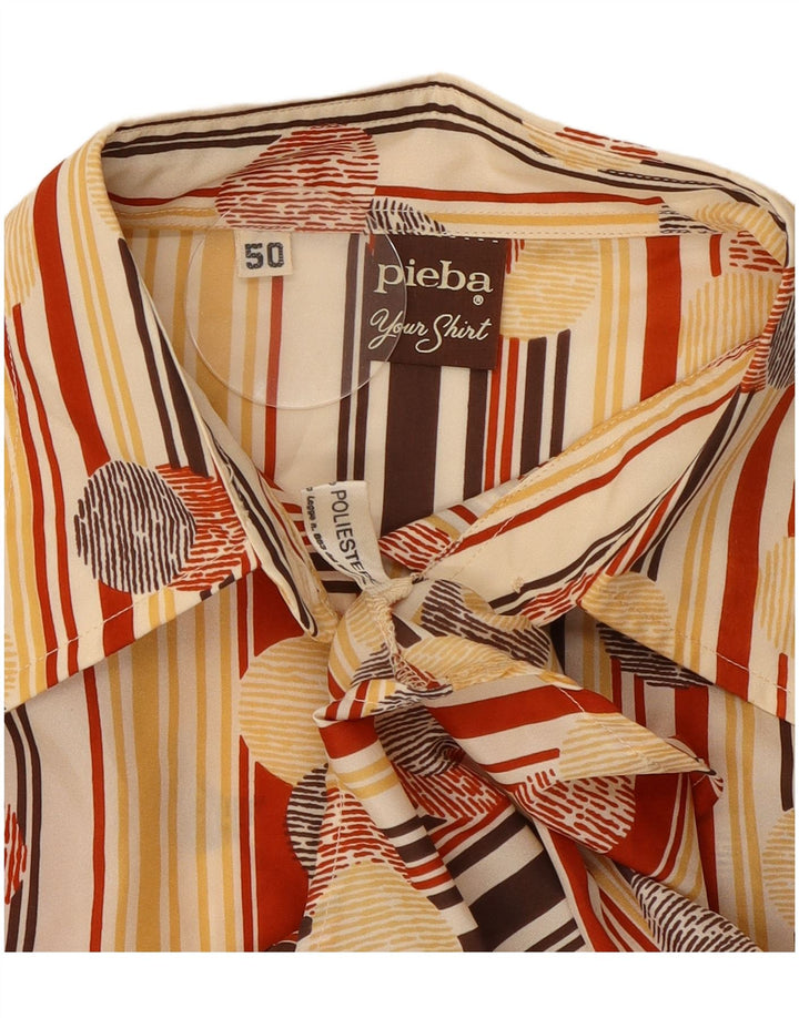 Camicia vintage da donna IT 50 XL Poliestere a righe beige