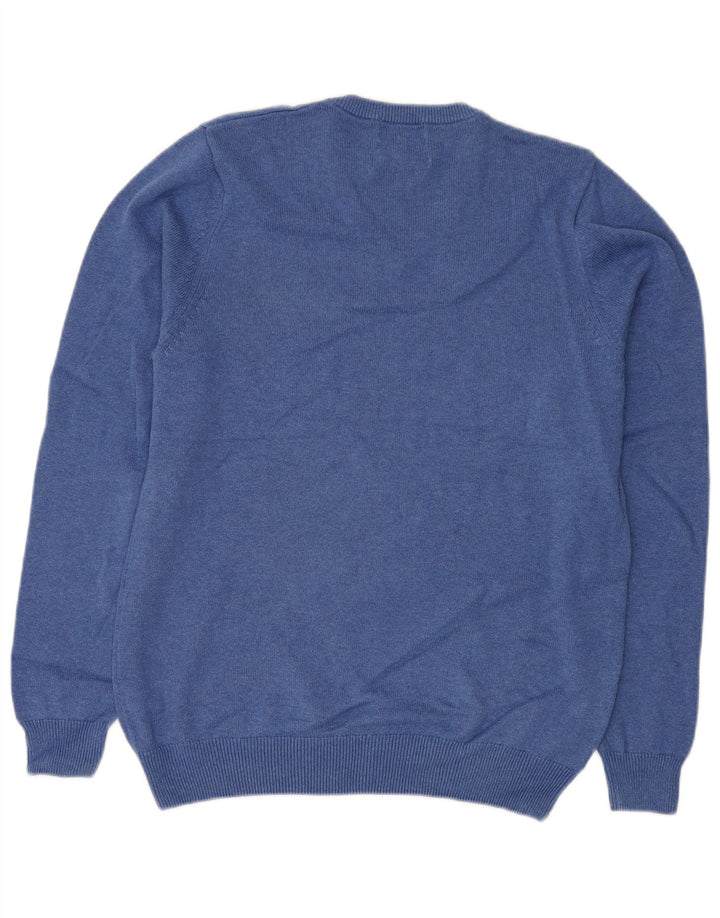 MARKS & SPENCER Maglione da uomo con scollo a V in cotone blu medio