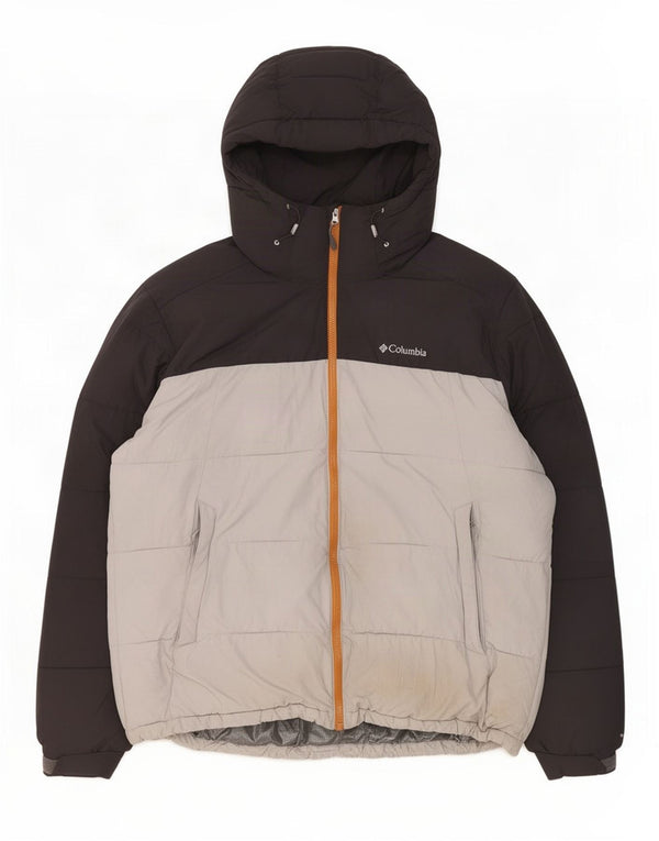 Giacca imbottita con cappuccio da uomo Columbia UK 42 XL Poliestere color block grigio