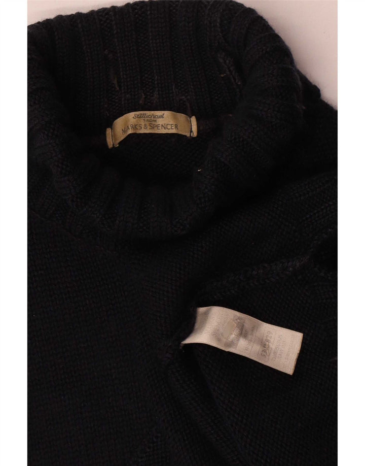 Maglione maglione da uomo Marks & Spencer a collo alto in lana blu navy media